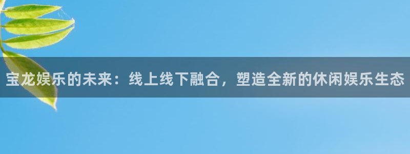 u8国际网站：宝龙娱乐的未来：线上线下融合，塑造全新的休闲娱乐生态